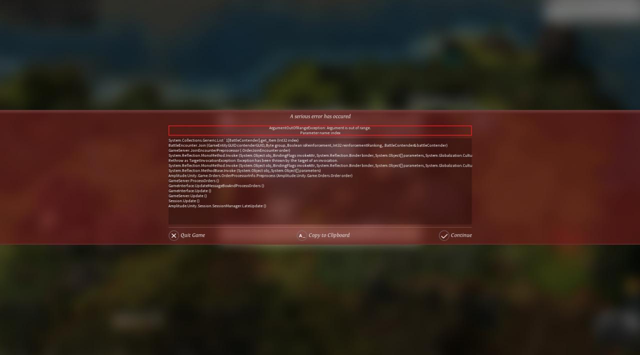Error Message - Endless Legend