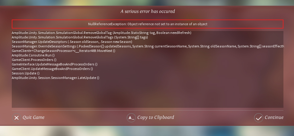 A serious error has ocurred - Endless Legend