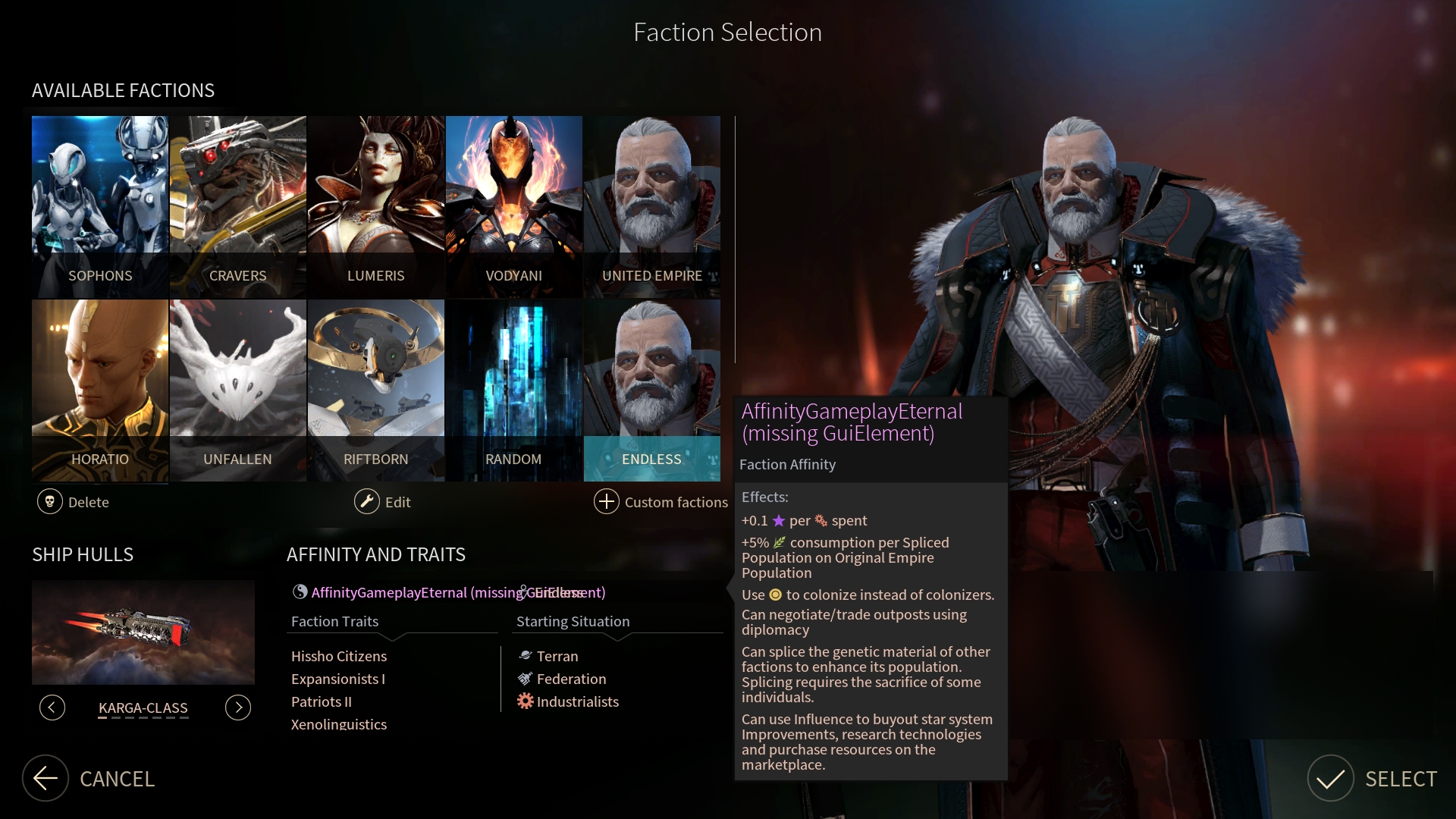 endless space best custom faction