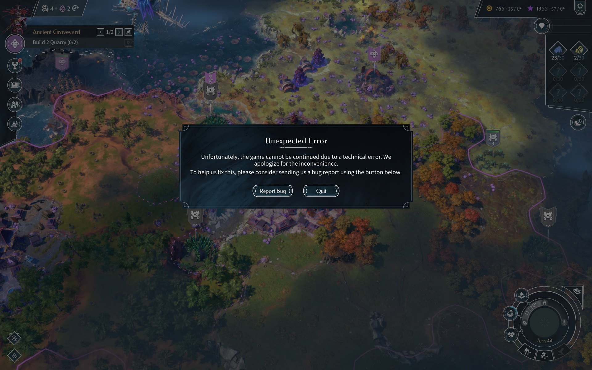 Unexpected Error after defeating Shrine - Endless Legend 2