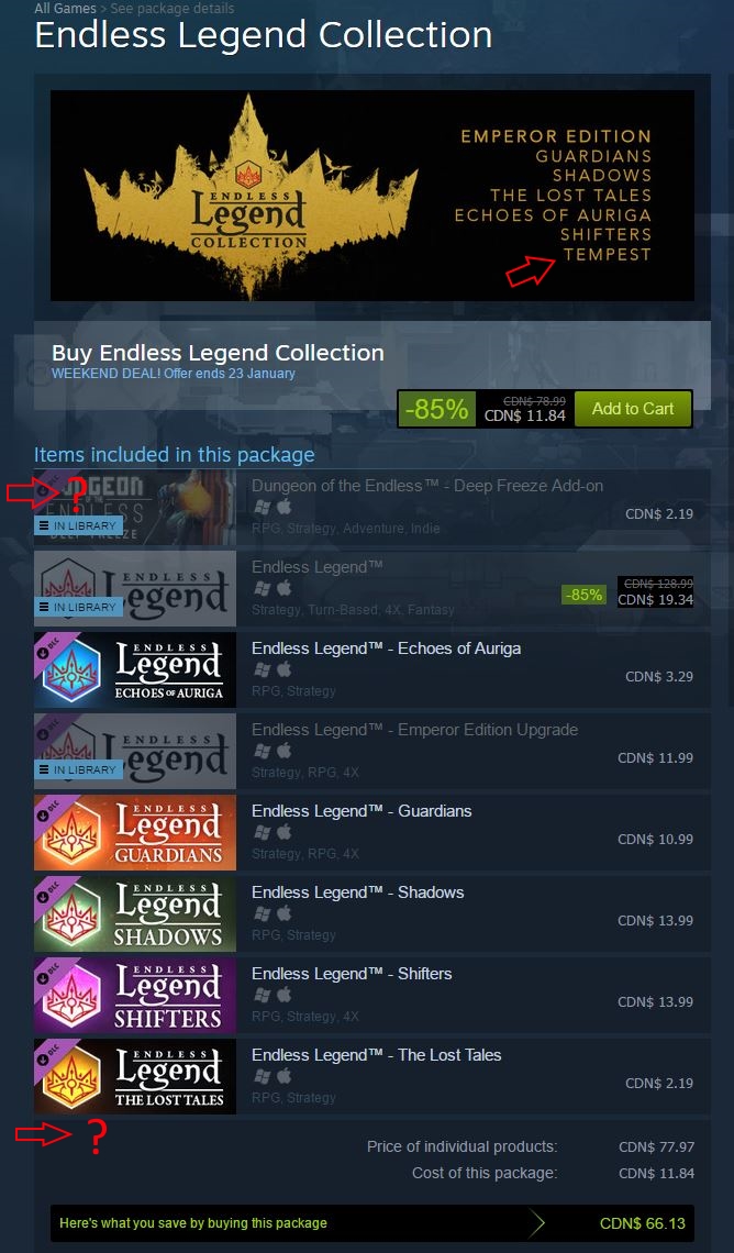 Error on Endless Legend Collection Steam listing - Endless Legend
