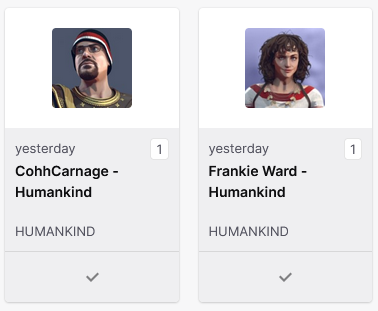 PC/Steam] More recent Twitch drop avatars not showing in game (CohhCarnage,  Frankie Ward) - Humankind